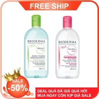 Nước tẩy trang Bioderma màu hồng cho da nhạy cảm 500ml dịu nhẹ, sạch sâu, không chứa hương liệu, không cồn