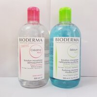 Nước Tẩy Trang Bioderma Pháp H2O Màu Xanh và Hồng (500ml)