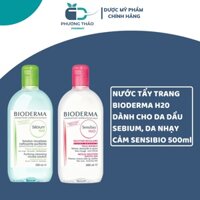 Nước tẩy trang Bioderma xanh, đỏ dành cho da dầu và da nhạy cảm 500ml - Phương Thảo Pharmacy