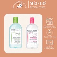 Nước tẩy trang da mặt dịu nhẹ BIODERMA Micellar Water Sensibio Hồng và Senbium Xanh 500ml cho mọi loại da, da dầu mụn