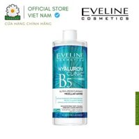 Nước Tẩy Trang Eveline Hyaluron Clinic B5 Và Tinh Chất Rau Má Làm Dịu, Dưỡng Ẩm Phục Hồi Da 500ML