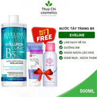 Nước tẩy trang Eveline Hyaluron Clinic B5 Puridetox Và Tinh Chất Rau Má Làm Dịu,Dưỡng Ẩm Da 500ml Chính Hãng