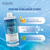 Nước Tẩy Trang Eveline Hyaluron Clinic B5 và tinh chất rau má, dưỡng ẩm và phục hồi