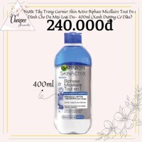 Nước Tẩy Trang Garnier Skin Active Biphase Micellaire Tout En 1 Dành Cho Mọi Loại Da - 400ml (Nắp Xanh Dương Có Dầu)