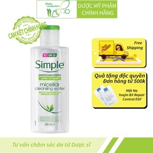 Nước tẩy trang Simple Cleansing Micellar Water 198ml