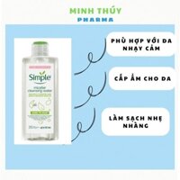 Nước tẩy trang Simple Micellar làm sạch trang điểm không chứa cồn gây khô rát 400ML