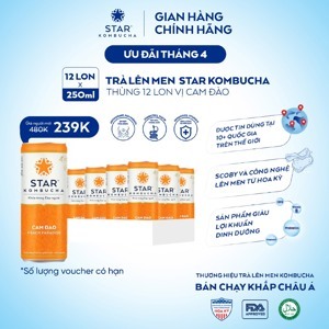 Nước trái cây Star Kombucha vị cam đào Thùng 12 lon 250ml