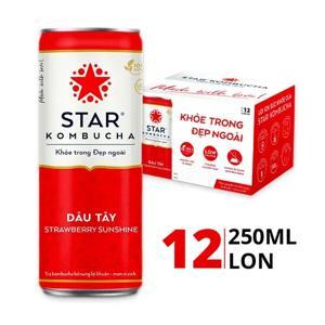Nước trái cây Star Kombucha vị dâu tây Thùng 12 lon 250ml
