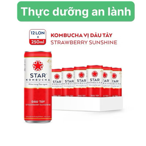 Nước trái cây Star Kombucha vị dâu tây Thùng 12 lon 250ml