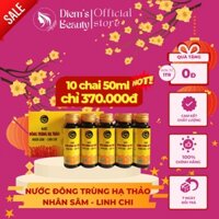 Nước uống Đông Trùng Hạ Thảo, Nhân Sâm, linh Chi cao cấp tiết kiệm - Diem's Beauty - hộp 10 chai x 50ml