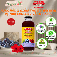 Nước Uống Giấm Táo Refreshers Nho Concord Grape and Hibiscus BRAGG Organic Apple Cider Vinegar 473ml