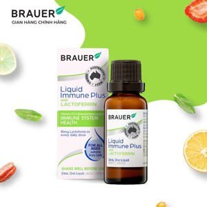 Nước uống hỗ trợ tăng cường hệ miễn dịch cho trẻ sơ sinh Brauer Liquid Immune Plus with Lactoferrin 23ml