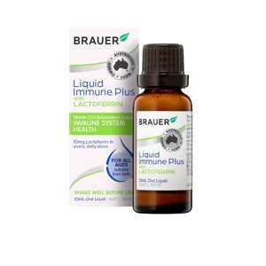 Nước uống hỗ trợ tăng cường hệ miễn dịch cho trẻ sơ sinh Brauer Liquid Immune Plus with Lactoferrin 23ml