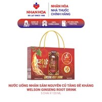 Nước uống nhân sâm nguyên củ tăng đề kháng Welson Ginseng Root Drink hộp 5 chai x 120ml