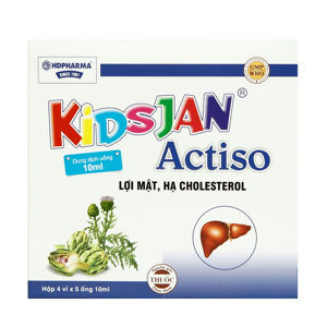 Nước uống thanh nhiệt, mát gan, lợi mật, tăng cường tiêu hóa Kidsjan Actiso (Hộp 4 vỉ x 5 ống)