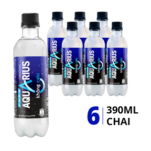 Nước uống vận động Aquarius - 390ml, 6 chai