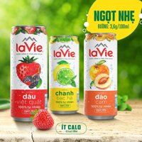 Nước uống vị trái cây có ga Lavie Sparkling hương Chanh bạc hà/Dâu việt quất/Đào cam Thùng 24 lon 330ml/lon