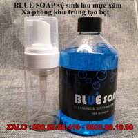 Nước vệ sinh phun xăm Blue Soap 500ml (Tặng 1 Bình Chiết) - Nước lau mực xăm, xà phòng khử trùng rửa hình xăm tatoo