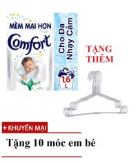 Nước xả vải cho bé Comfort Đậm đặc cho Da nhạy cảm túi 16lít TẶNG 10 móc áo em bé