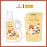 Nước xả vải hữu cơ K-Mom Hàn Quốc túi 1300ml KM13124, nước xả vải làm mềm quần áo cho bé - Monnie Kids