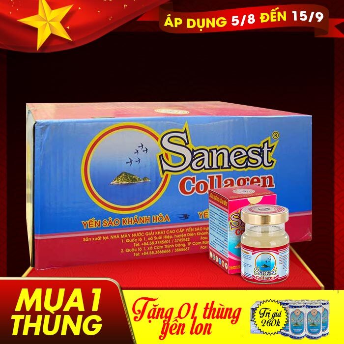 Nước yến Sanest collagen Khánh Hòa - Thùng 105 lọ 70ml