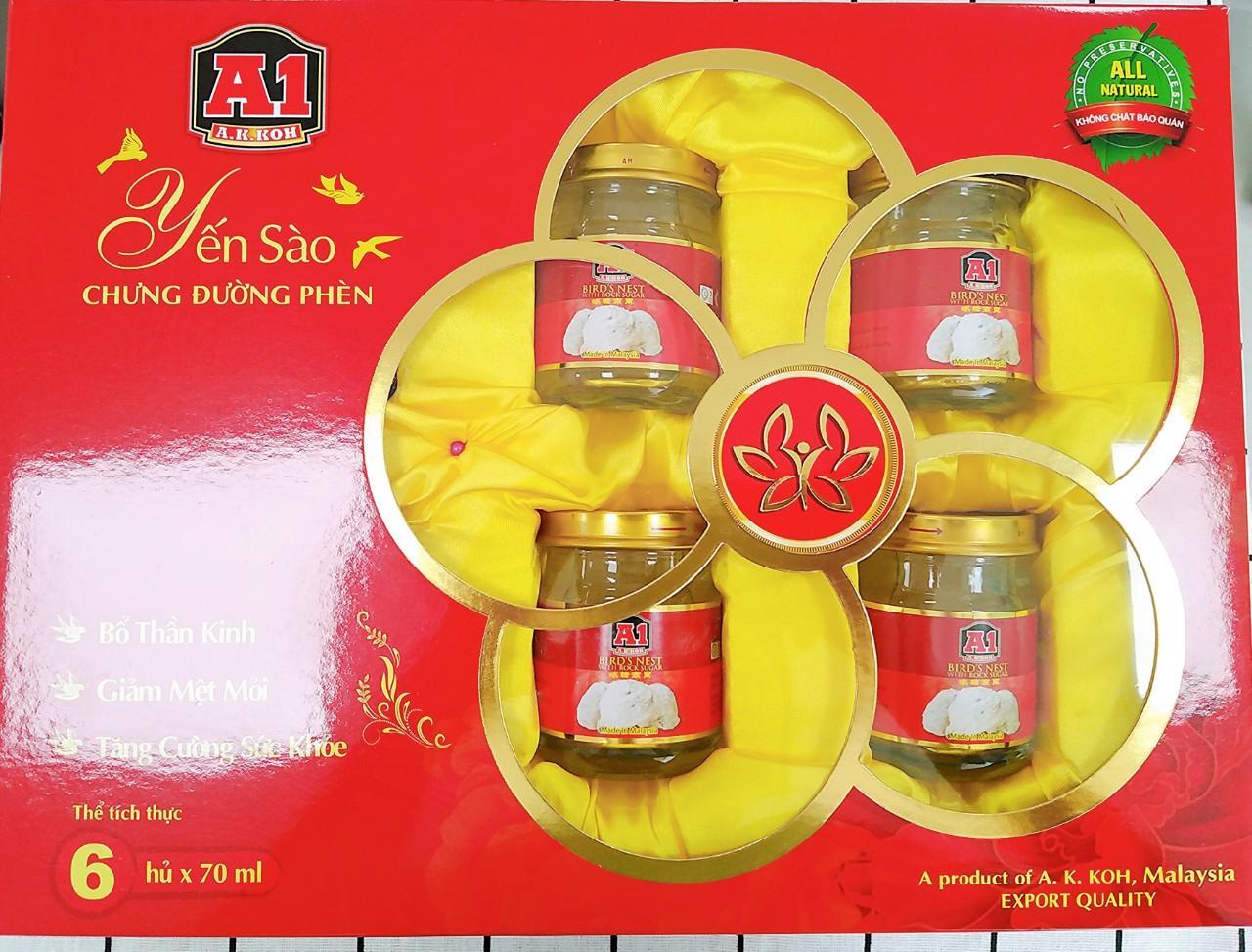 Nước yến sào A1 chưng đường phèn hộp 6 hũ x 70ml