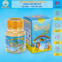 Nước Yến sào Khánh Hòa Sanest trẻ em lọ 62ml, yến sào 15%, kết hợp với Taurine và Orafti GR. Phát triển trí não, thị giác, chiều cao.