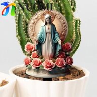 Nuomi Virgin Mary Garden Cọc, Tượng Đức Mẹ Maria 2D chống mài mòn, Mục vụ Chống nước Dễ dàng lắp đặt Sân vườn màu