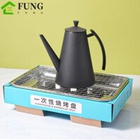 Nướng than FUNG, Nướng thịt nướng vỏ chống bỏng dùng một lần, Dụng cụ nướng thịt hình chữ nhật không khói có bàn chải BBQ nướng dã ngoại