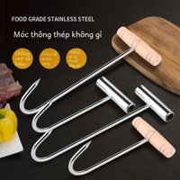 Nướng Vịt Lò Nướng Móc Tay Cầm Bằng Gỗ Ngắn T-Hook Nướng Vịt Móc Thép Không Gỉ T-Hook Thịt Móc Nướng Thịt IM1Q