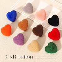 Nút áo len cashmere hình trái tim, nút trang trí cho áo khoác len lông thú cao cấp, phụ kiện quần áo