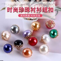 Nút áo ngọc trai Nút tròn đầy màu sắc Áo len Voan Phụ kiện trang trí Nút nấm cho quần áo trẻ em