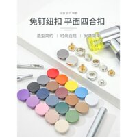 Nút bấm kim loại, nút phẳng màu sắc cho áo khoác trẻ em, nút ẩn, nút bấm áo khoác, nút bấm không cần may