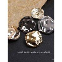 Nút kim loại không đều vintage, nút trang trí cho áo khoác cashmere nữ màu vàng bạc, nút áo khoác vest