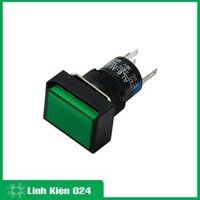 Nút Nhấn Đề Chữ Nhật 24VDC LA16J-11D Nhấn Nhả Có Đèn - Xanh lá