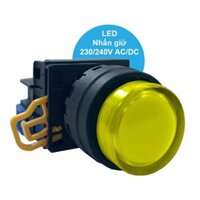 Nút nhấn giữ phi 22, có đèn, 220V AC/DC Idec YW1L-A2E10QM3Y, Màu Vàng, 1NO
