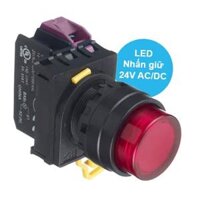Nút nhấn giữ phi 22, có đèn, 24V AC/DC Idec YW1L-A2E01Q4R, Màu Đỏ, 1NC
