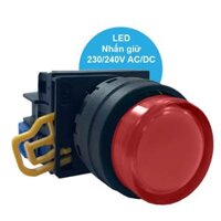Nút nhấn giữ phi 22, có đèn, 220V AC/DC Idec YW1L-A2E10QM3R, Màu Đỏ, 1NO