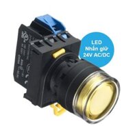 Nút nhấn giữ phi 22, có đèn, 24V AC/DC Idec YW1L-AF2E10Q4Y, Màu Vàng, 1NO