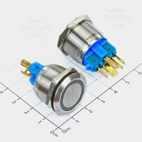 Nút Nhấn Nhả LED Xanh Lá 22mm 220V Inox 304 6 Chân//SKU:55 thegioilinhkien168