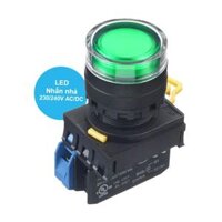 Nút nhấn nhả phi 22, có đèn, 220V AC/DC Idec YW1L-MF2E10QM3G, Màu Xanh lá, 1NO