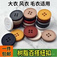 Nút nhựa mờ tròn màu sắc cao cấp cho áo khoác trench, áo khoác len, nút nylon lớn hai mặt cashmere