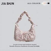 Nút thắt bướm JIASHUN, nếp gấp hoa, bọc mây, trong suốt, mới, ngọt ngào, một vai, nách, túi đeo chéo thông thường