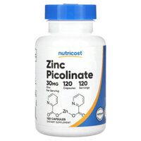 Nutricost Zinc Picolinate (120 Viên) - Vitamin Kẽm và Khoáng Chất Cho Cơ Thể