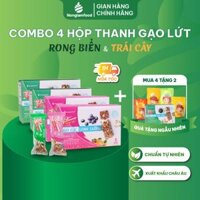 NUTRITIOUS Combo 4 hộp thanh Gạo lứt Ngũ cốc 2 vị Rong biển Trái cây hộp 8 thanh 136g Nonglamfood  Hỗ trợ giảm cân ăn kiêng  Ăn chay thực dưỡng