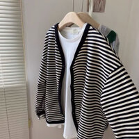 NUW Áo Cardigan Sọc Màu Tương Phản, Thoải Mãi, dễ phối đồ