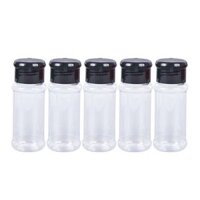 nuwg 5Pc Plastic Spice Salt Pepper Shakers Seasoning Jar BBQ Condiment Vinegar Bottle