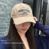 Nyonin / Phiên Bản Hàn Quốc Thêu Đơn Giản Phù Hợp Với Mũ Bóng Chày Mềm Unisex Thể Hiện Khuôn Mặt Nhỏ Thường Ngày Rộng Viền Mũ Che Nắng