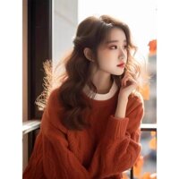 NZN Áo len màu cam đẹp phổ biến năm nay dành cho nữ mùa đông hương thơm nhỏ sang trọng và đẹp hàng dệt kim