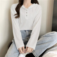 NZN Áo thun nữ có mũ trùm đầu màu trơn, dáng rộng và mỏng, mỏng tay dài